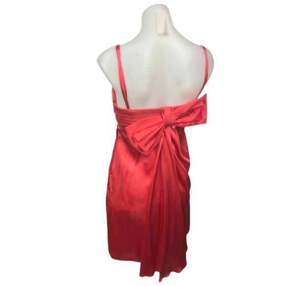 BCBGMaxazria Pink 100% Silk Bow Spaghetti Cami Camisole Mini Tank Slip Dress 2 - Picture 2 of 6